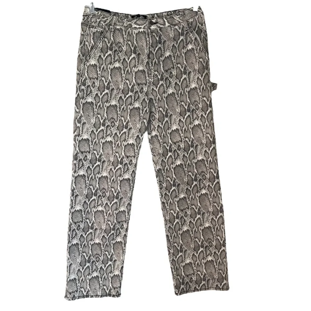 Afrm Women's Wide Leg High Rise‎ Snake Print Fez Jeans Size 30 New